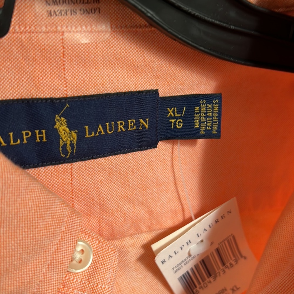 Polo Ralph Lauren  oxford shirt in light orange with logo -Size XL -NWT - Picture 3 of 3